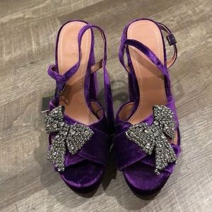 Zara Woman purple pumps with rhinestone bow